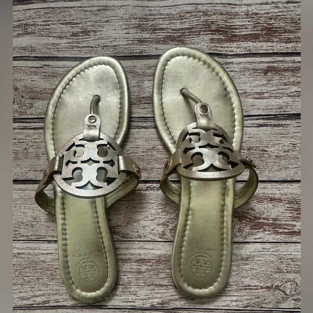 Tory Burch Gold Cut-Out Sandals